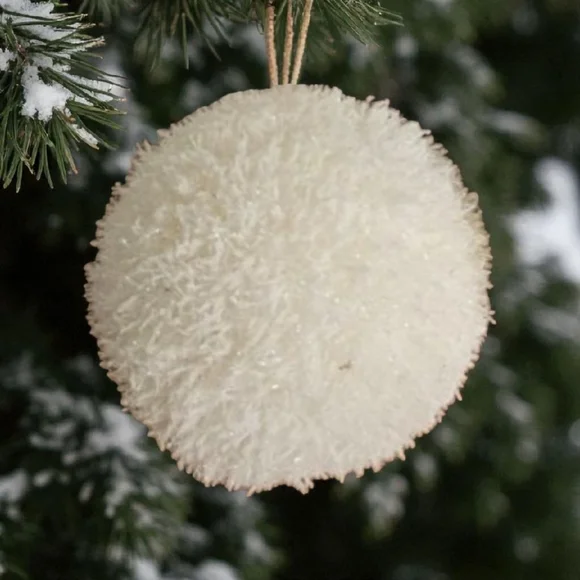 Glitter faux snowball Holiday Ornaments 2" - Picture 1 of 4